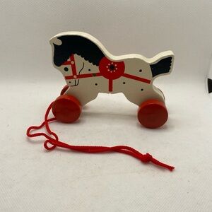 Vintage Wooden Pull-Along Horse Toy - Italy